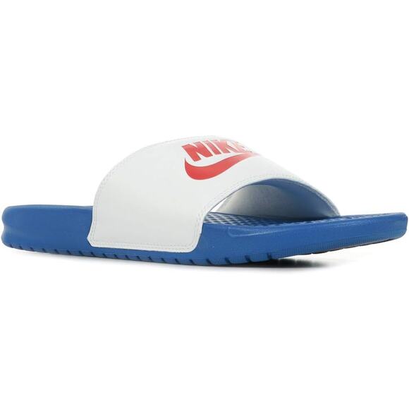 NWT NIKE Mens Benassi JDI Slide, Blue/Red/White-Size 9 - Picture 2 of 3